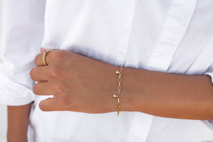 Glima Paperclip Chain Bracelet With Dangling CZ Charms