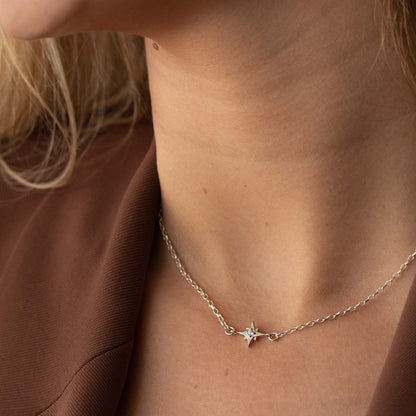 Glima Silver Star Choker – Dainty Minimalist Stacking Necklace