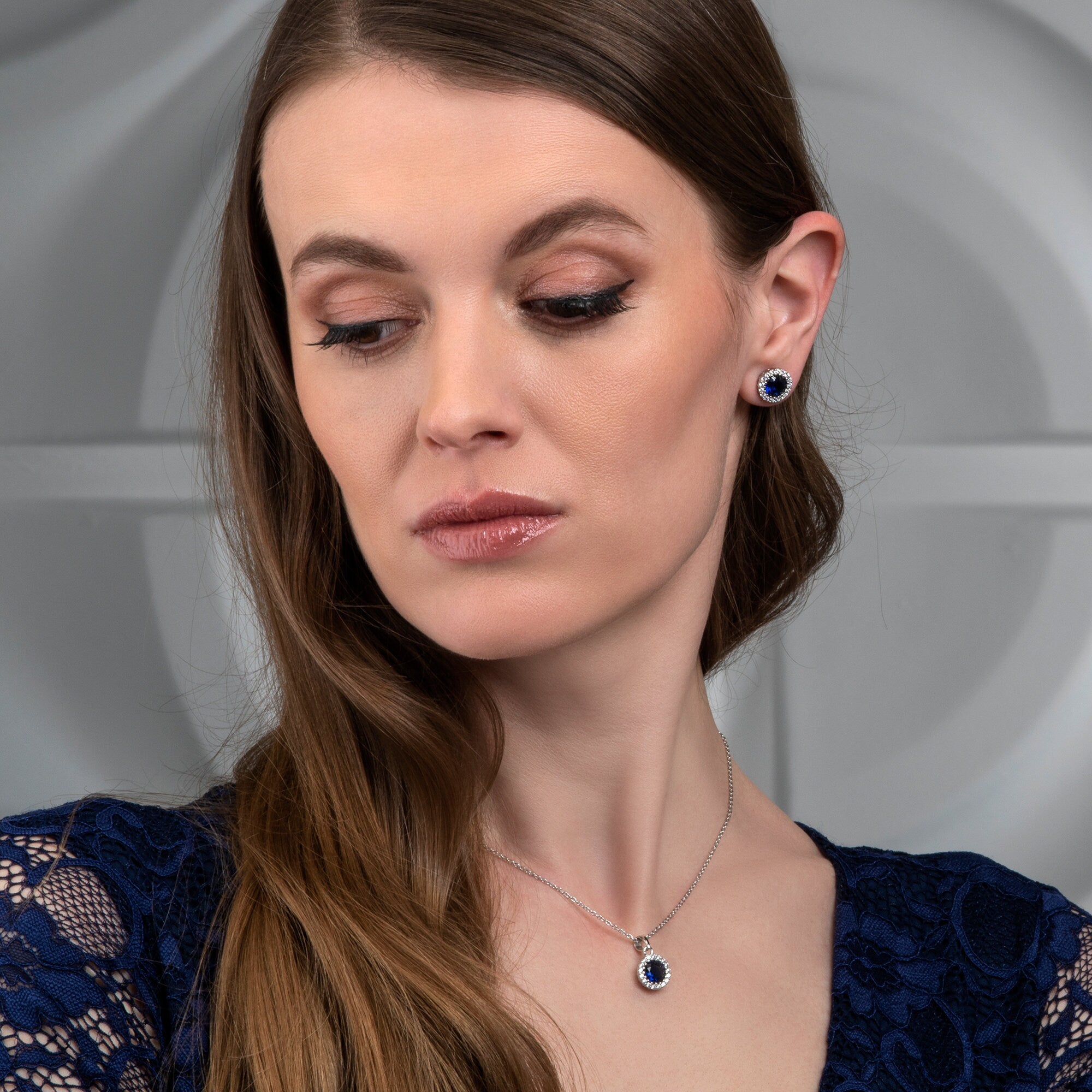 Glima Blue Halo Pendant – 925 Sterling Silver Necklace with CZ Sparkle