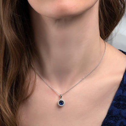 Glima Blue Halo Pendant – 925 Sterling Silver Necklace with CZ Sparkle