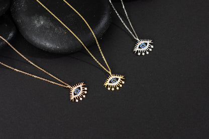 Glima Evil Eye Necklace – Sapphire & Diamond Protection Pendant Gift