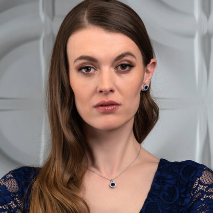 Glima Blue Halo Pendant – 925 Sterling Silver Necklace with CZ Sparkle