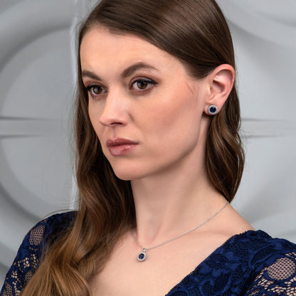 Glima Blue Halo Pendant – 925 Sterling Silver Necklace with CZ Sparkle