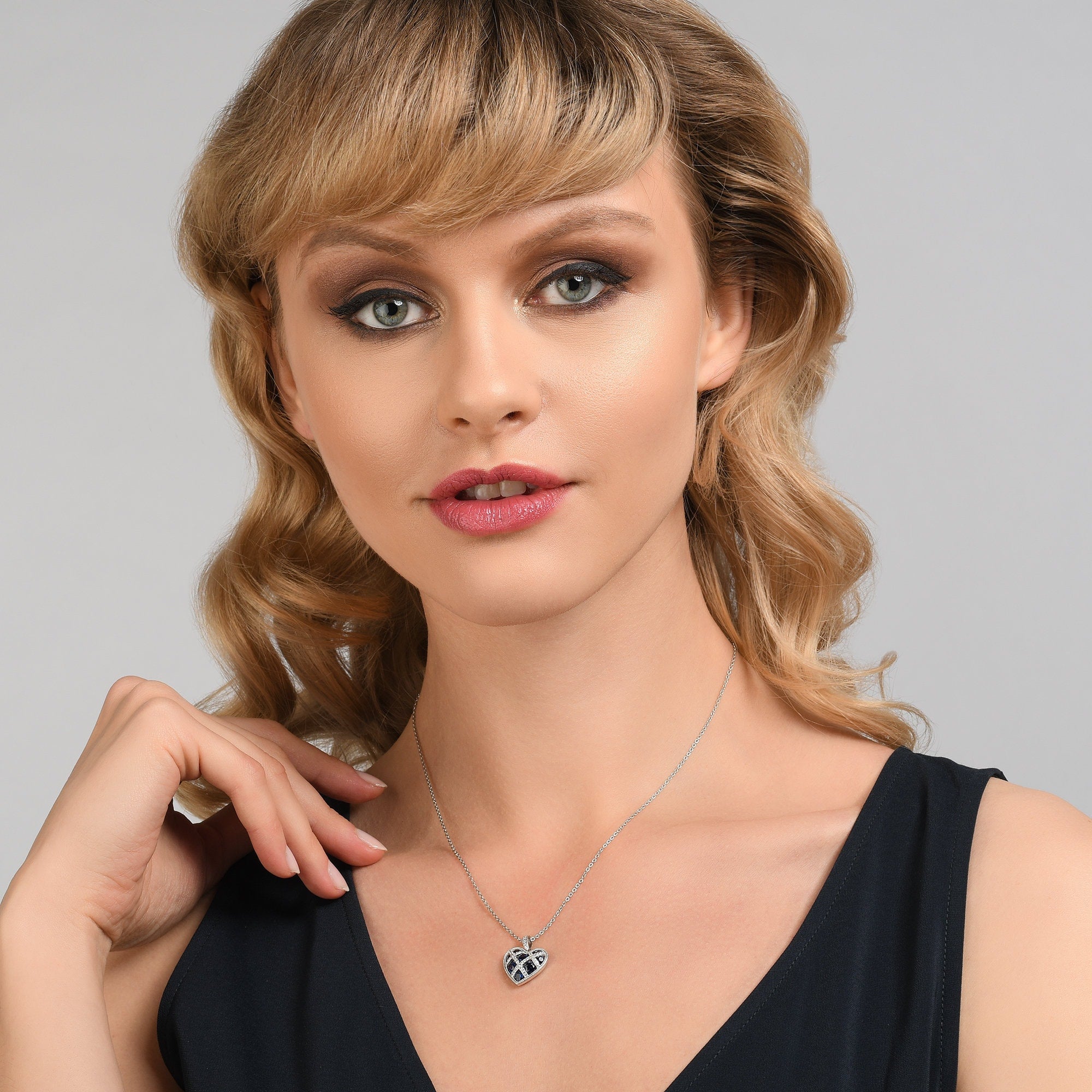 Glima Blue Heart Necklace – 925 Sterling Silver with Sapphire CZ Sparkle