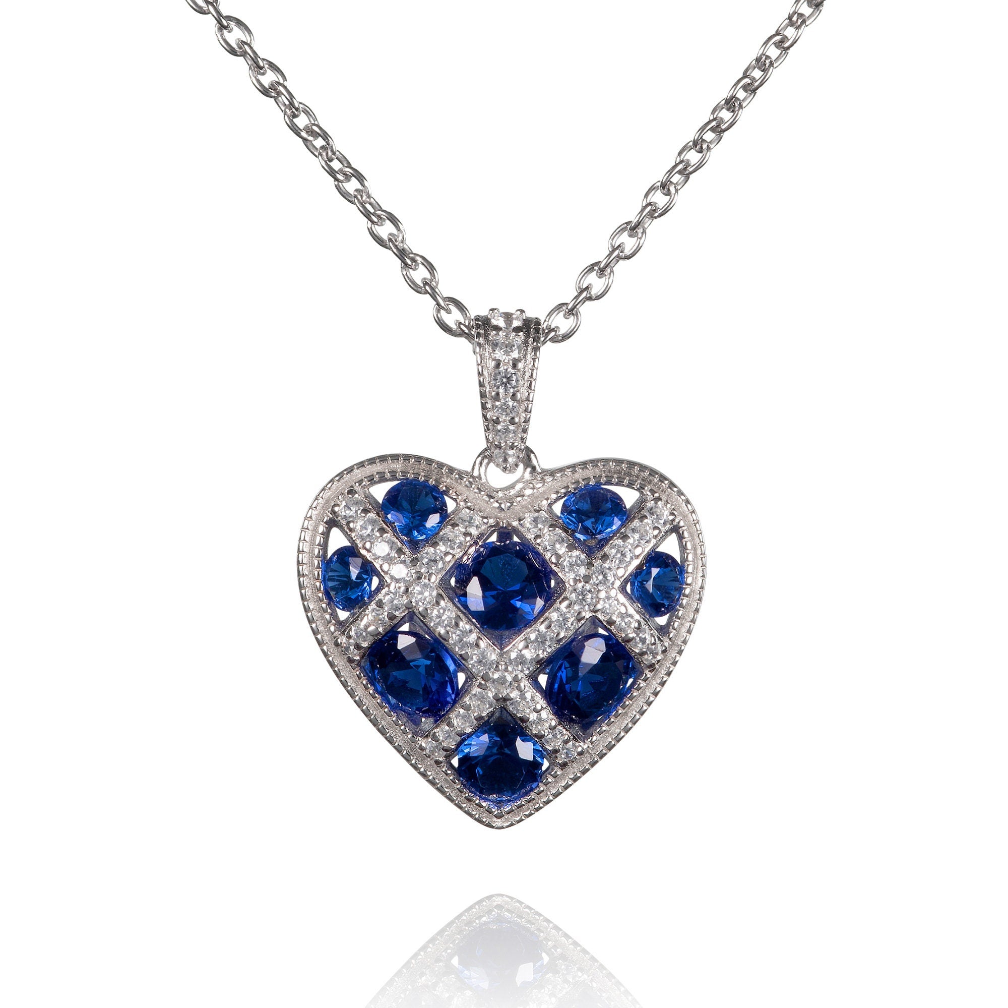 Glima Blue Heart Necklace – 925 Sterling Silver with Sapphire CZ Sparkle