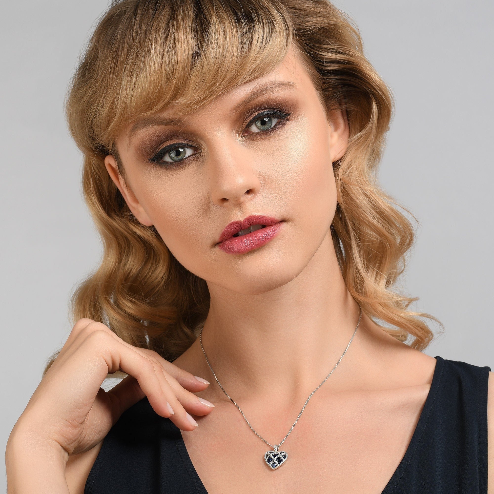 Glima Blue Heart Necklace – 925 Sterling Silver with Sapphire CZ Sparkle