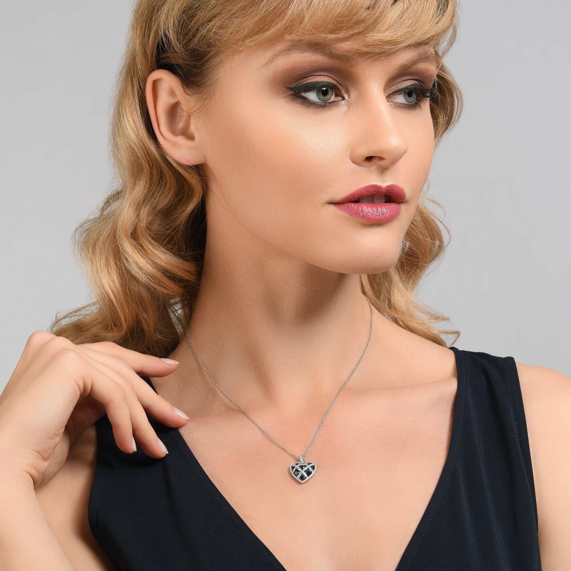 Glima Blue Heart Necklace – 925 Sterling Silver with Sapphire CZ Sparkle