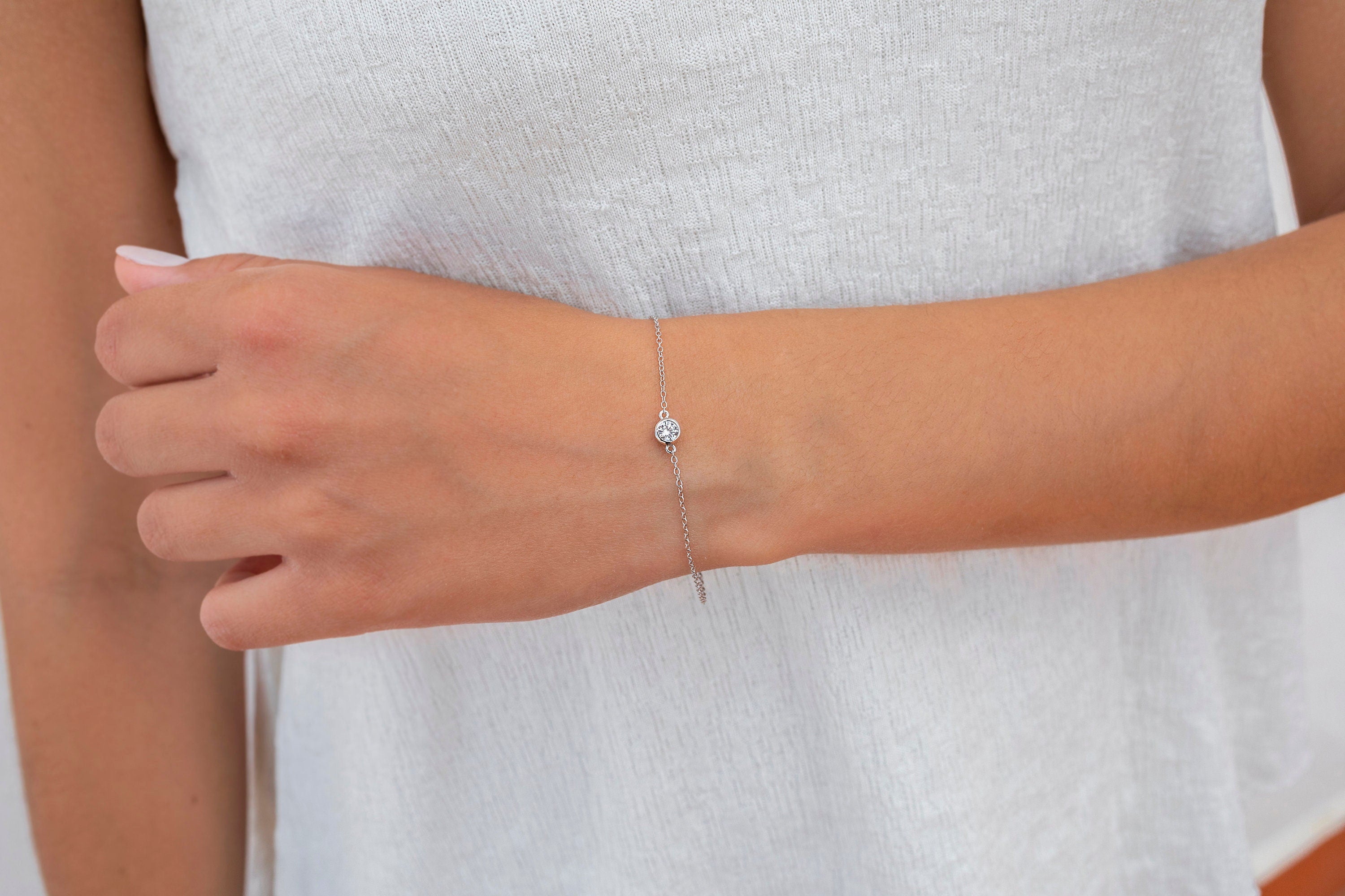 Glima Minimalist Bezel CZ Solitaire Bracelet