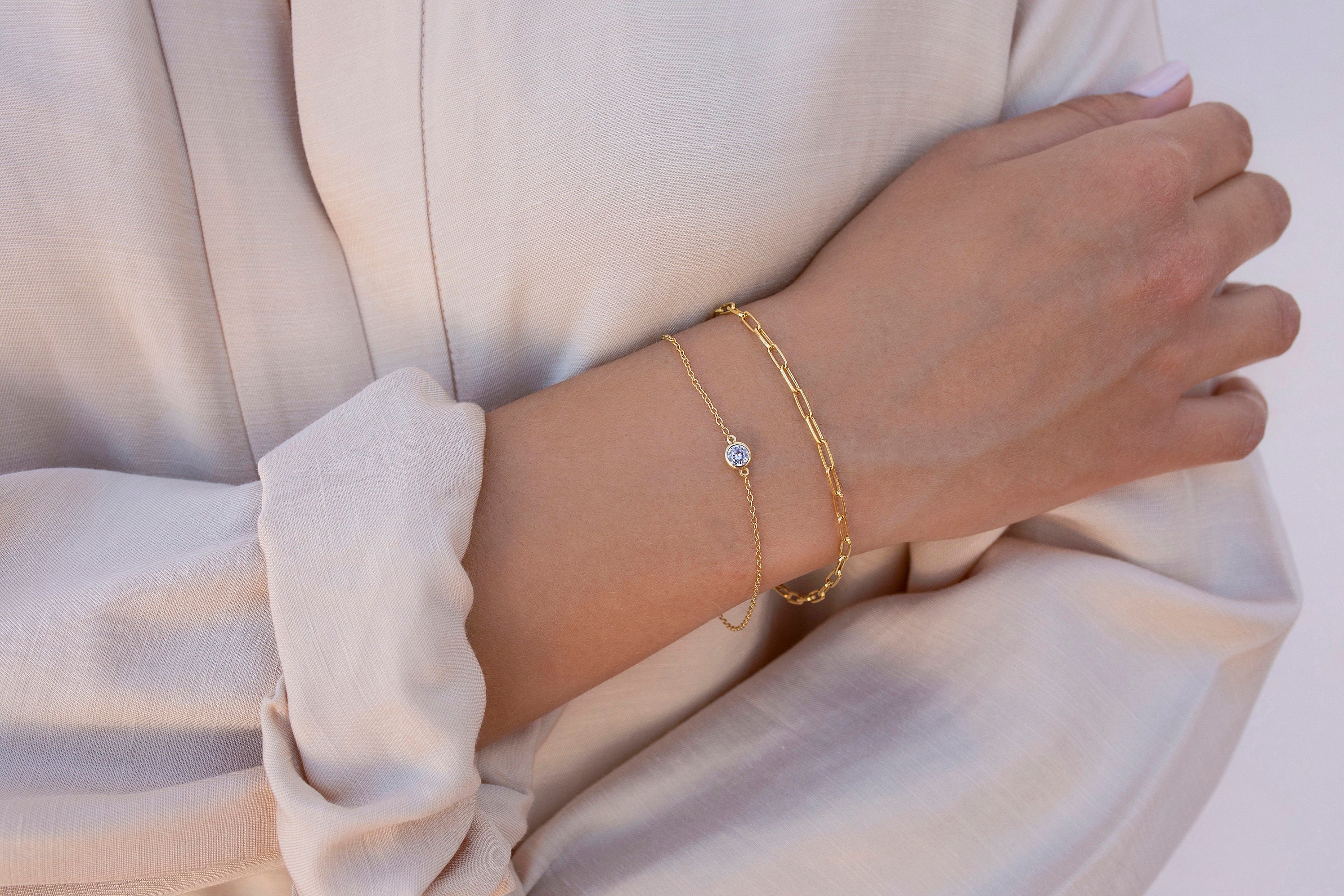 Glima Minimalist Bezel CZ Solitaire Bracelet