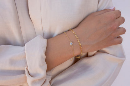 Glima Minimalist Bezel CZ Solitaire Bracelet