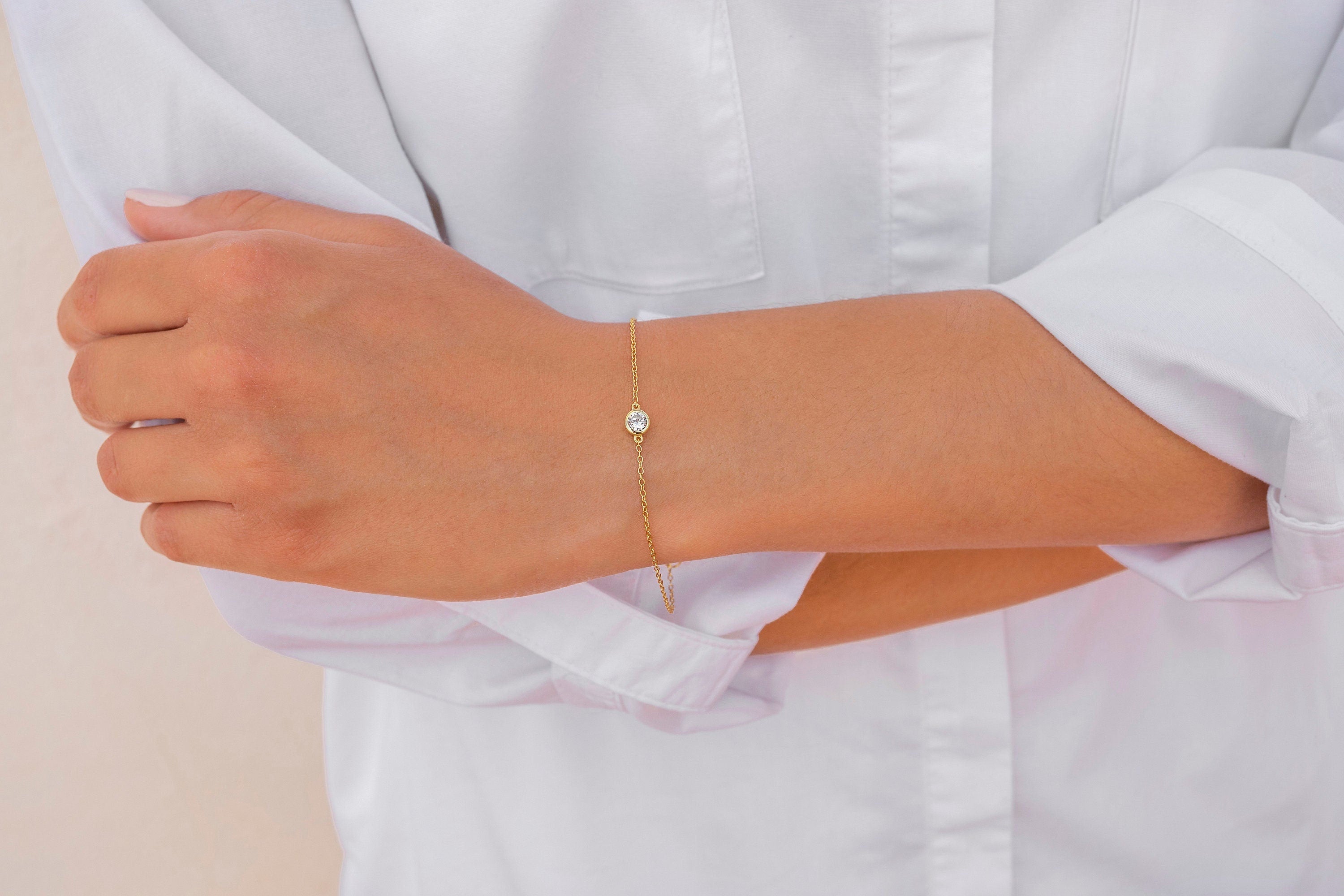 Glima Minimalist Bezel CZ Solitaire Bracelet