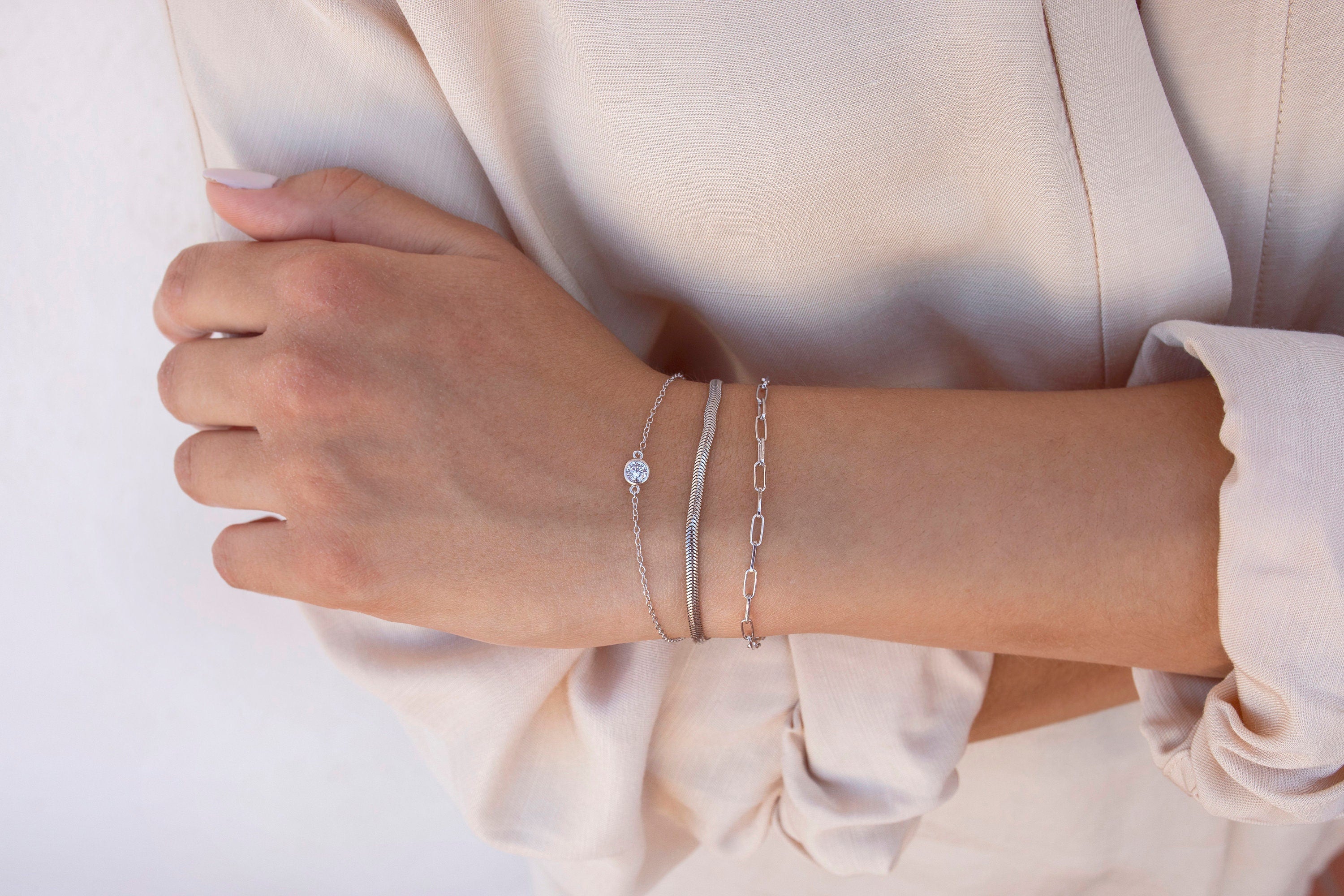 Glima Minimalist Bezel CZ Solitaire Bracelet