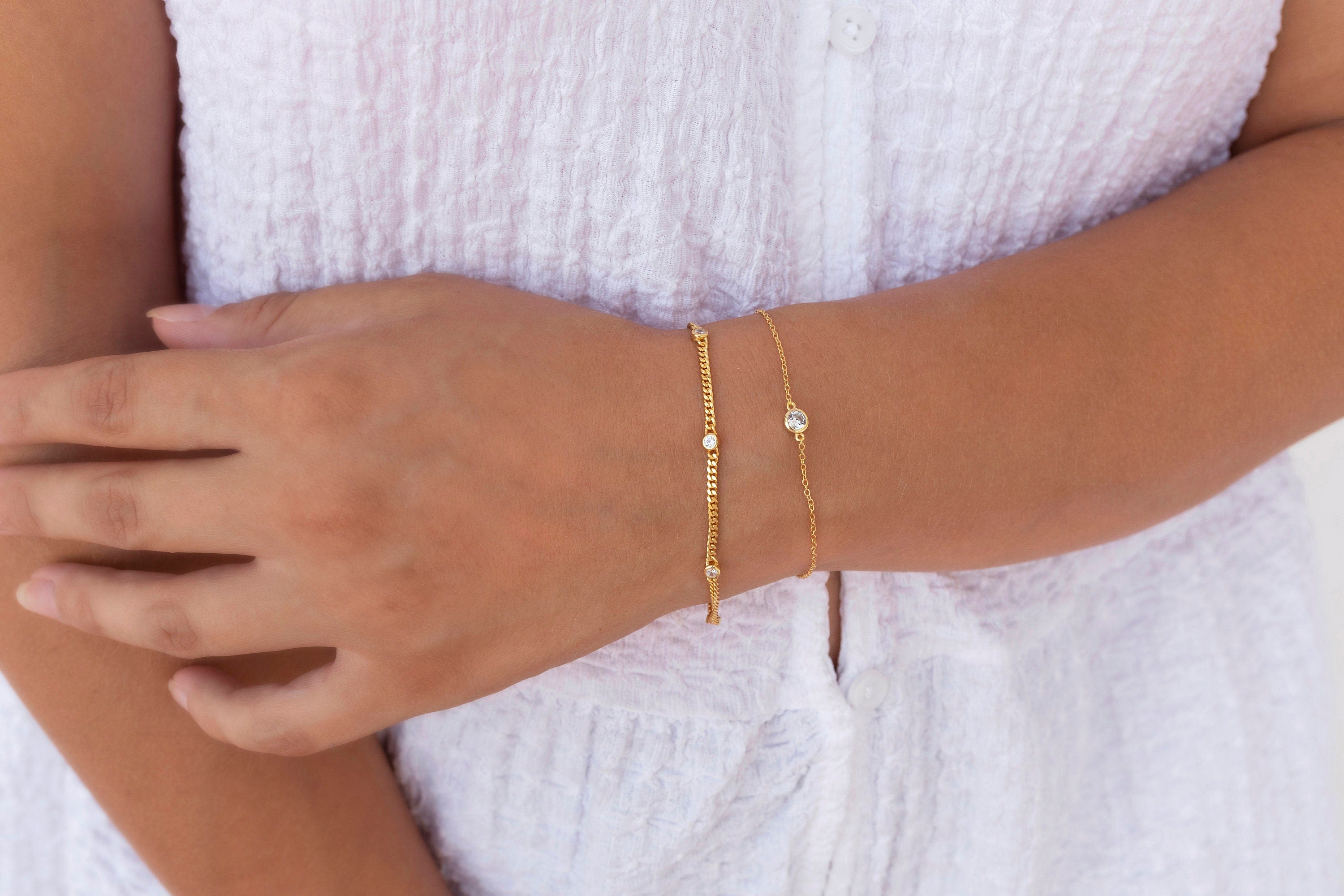 Glima Minimalist Bezel CZ Solitaire Bracelet