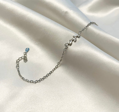 Glima Silver Leaves Bracelet – 925 Sterling with Crystal Charms