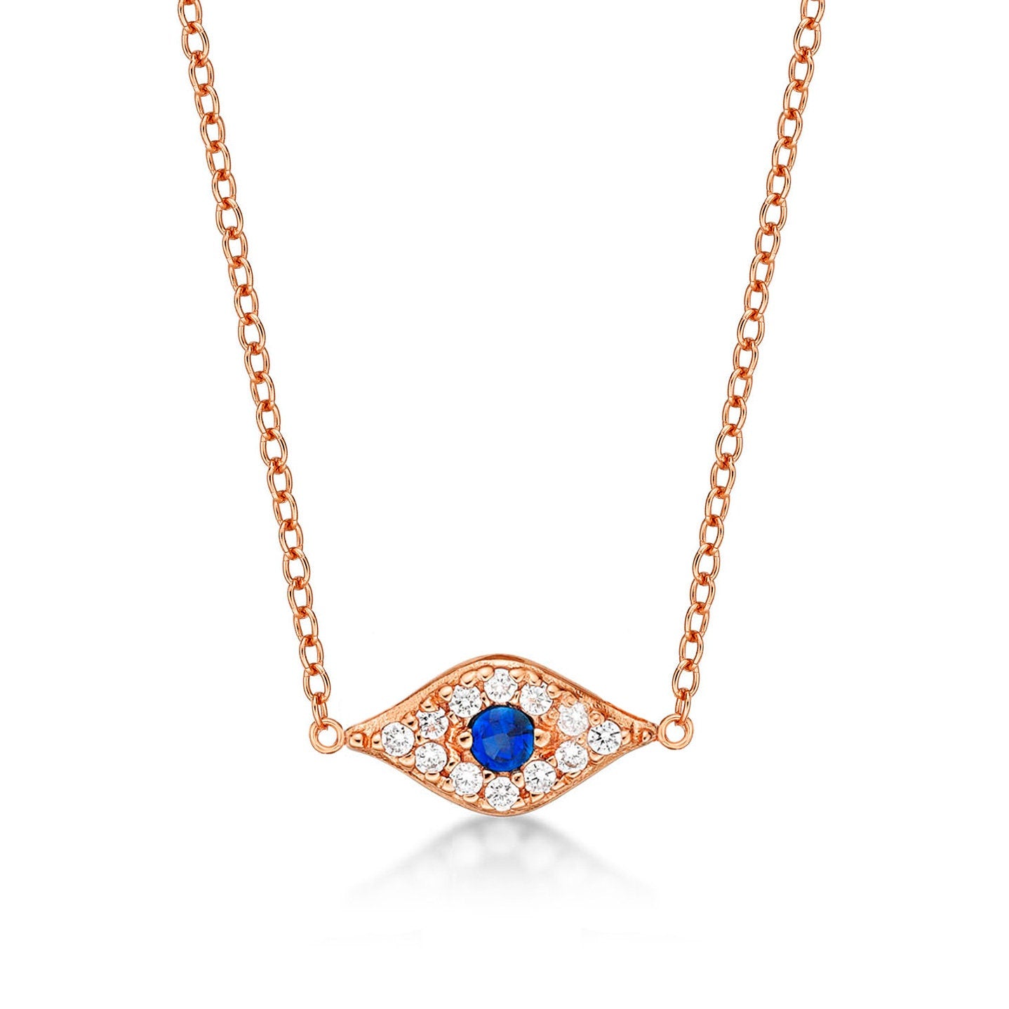 Glima Evil Eye Necklace – Rose Gold 925 Silver with CZ Stones