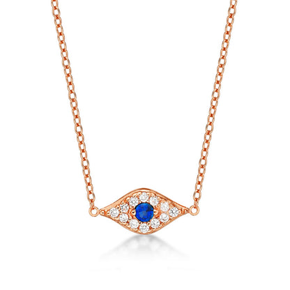 Glima Evil Eye Necklace – Rose Gold 925 Silver with CZ Stones
