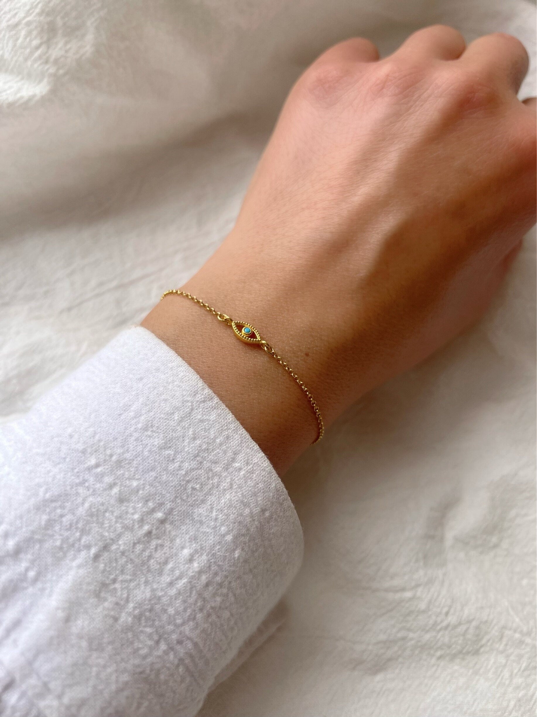 Glima Tiny Evil Eye Bracelet – Gold Plated 925 Silver Protection Charm
