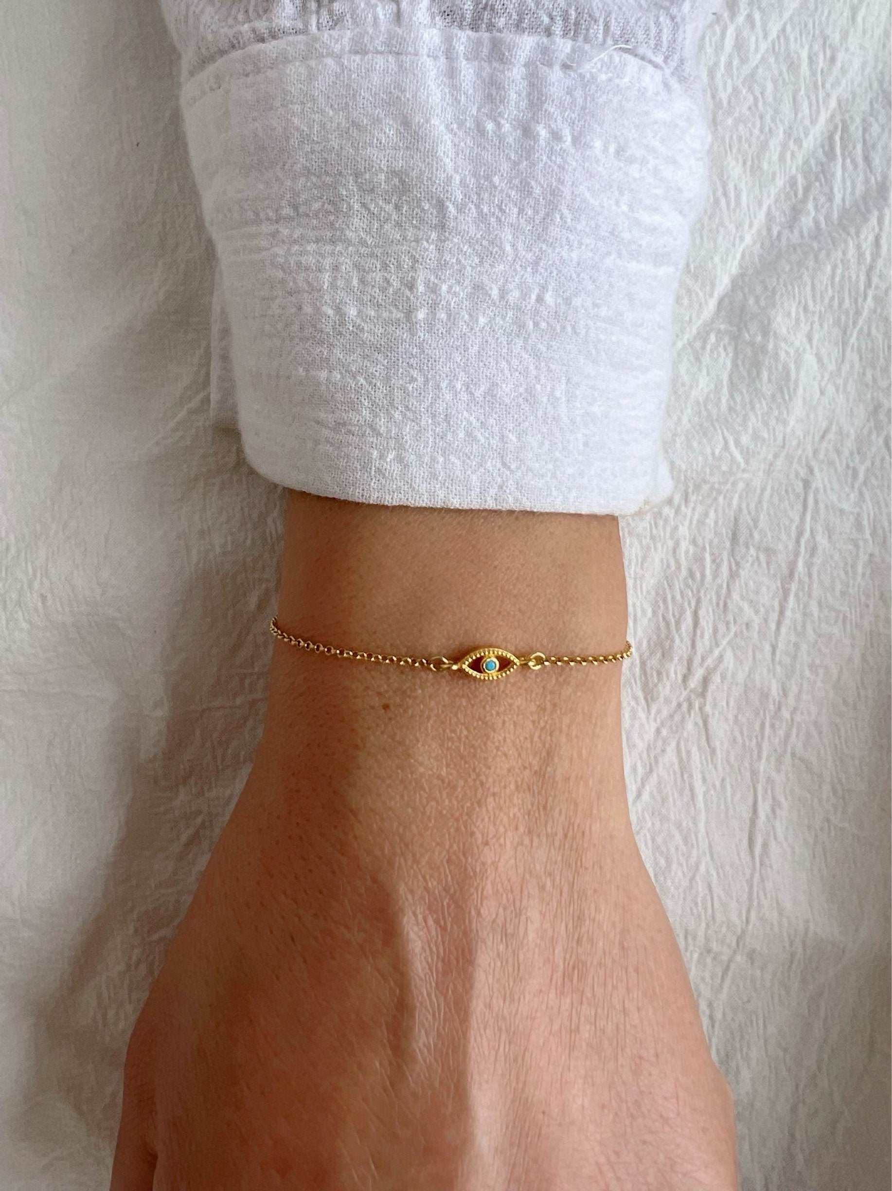 Glima Tiny Evil Eye Bracelet – Gold Plated 925 Silver Protection Charm