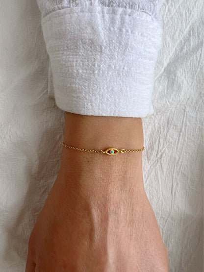 Glima Tiny Evil Eye Bracelet – Gold Plated 925 Silver Protection Charm