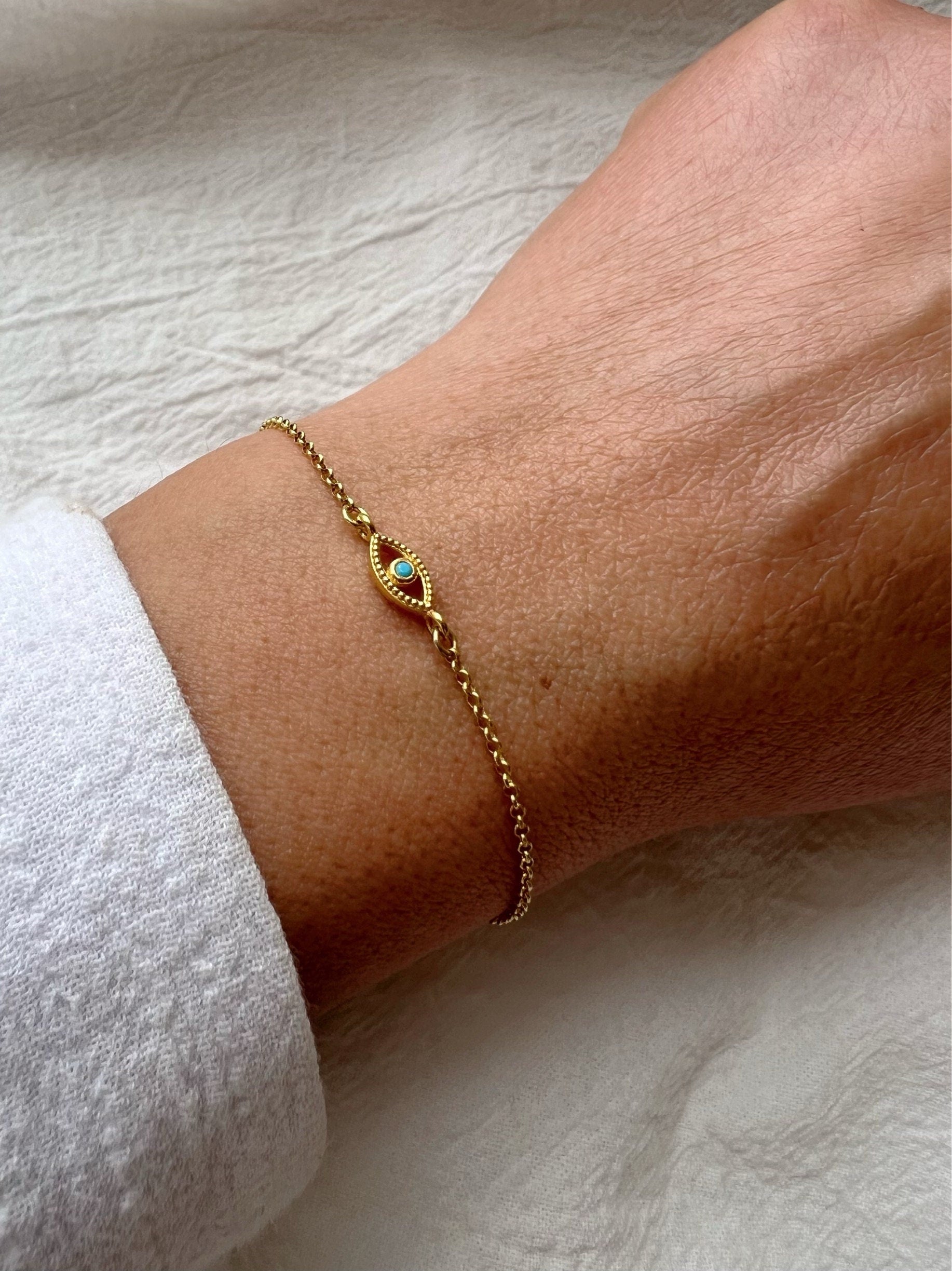 Glima Tiny Evil Eye Bracelet – Gold Plated 925 Silver Protection Charm