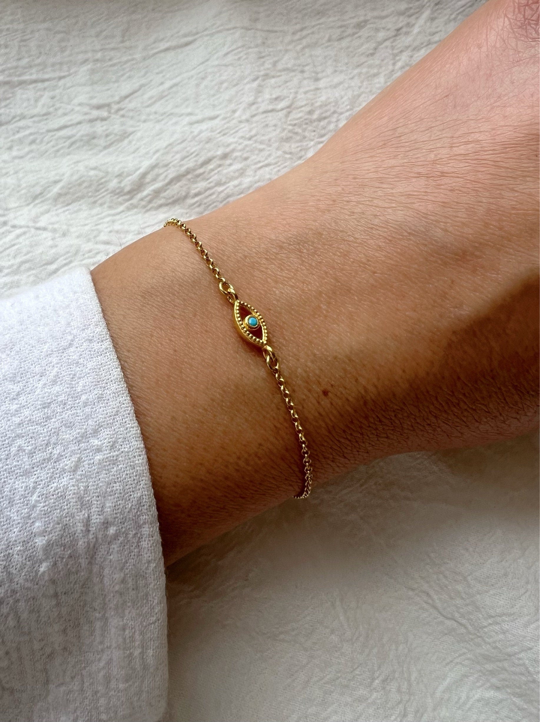 Glima Tiny Evil Eye Bracelet – Gold Plated 925 Silver Protection Charm