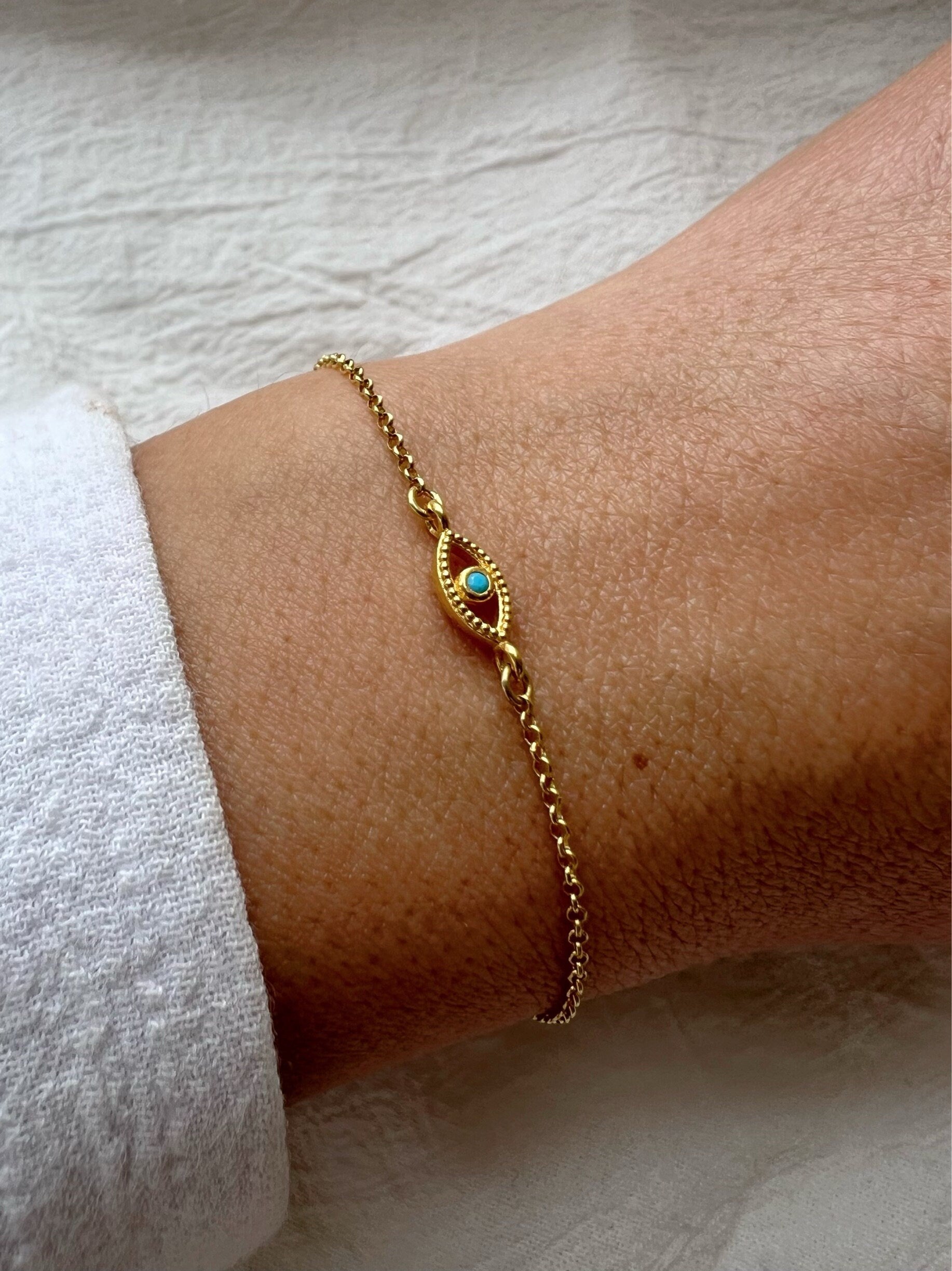 Glima Tiny Evil Eye Bracelet – Gold Plated 925 Silver Protection Charm