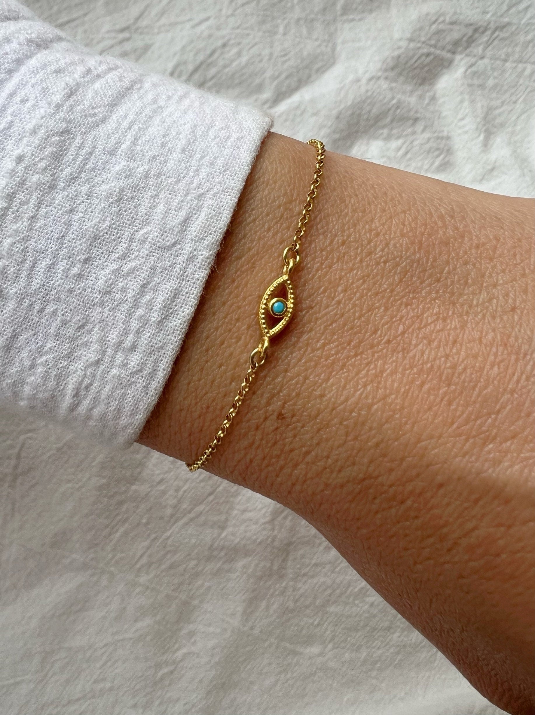 Glima Tiny Evil Eye Bracelet – Gold Plated 925 Silver Protection Charm