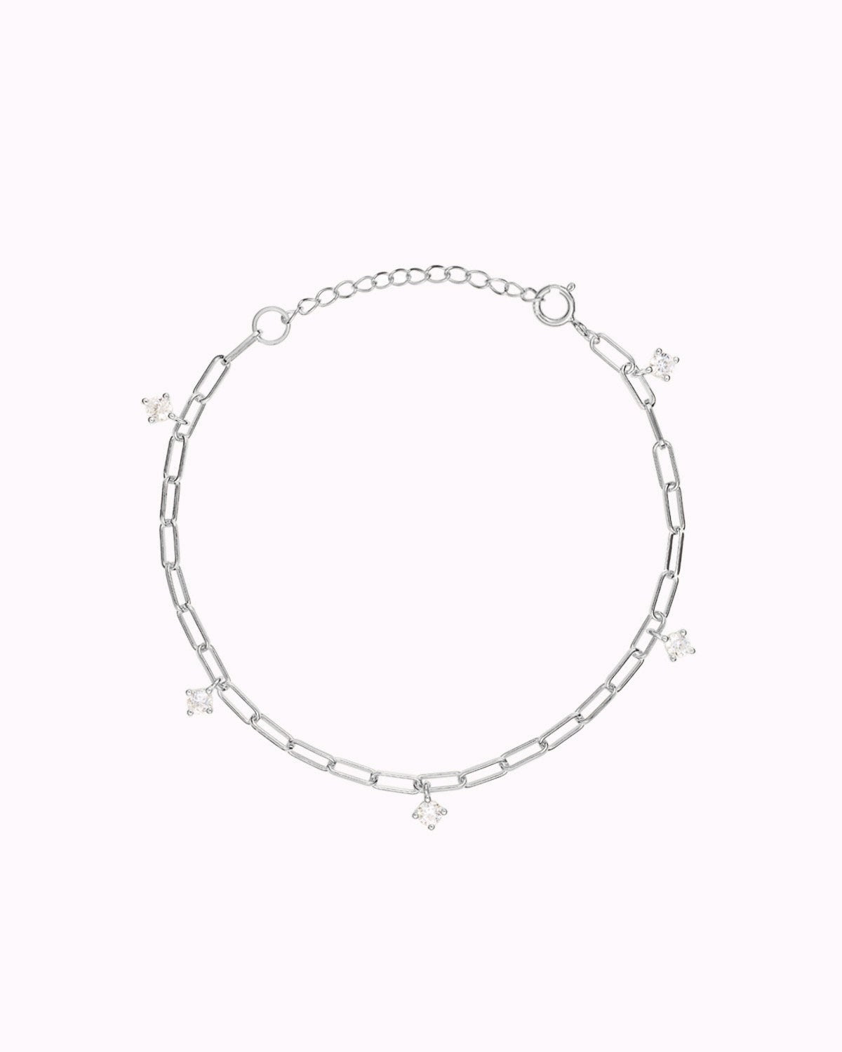 Glima Paperclip Chain Bracelet With Dangling CZ Charms