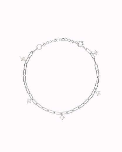 Glima Paperclip Chain Bracelet With Dangling CZ Charms