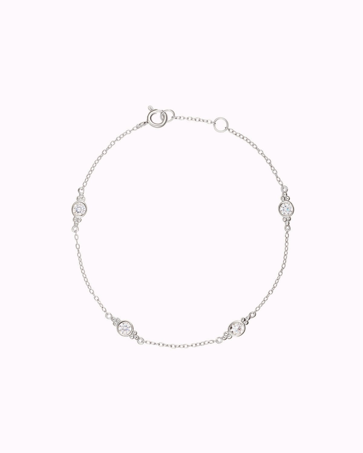 Glima: Minimalist Bezel CZ With Tiny Ball Clusters Bracelet