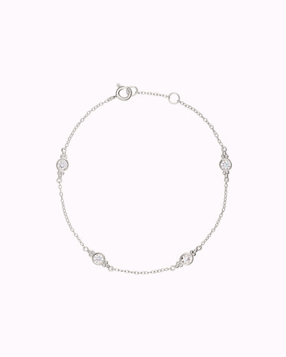 Glima: Minimalist Bezel CZ With Tiny Ball Clusters Bracelet