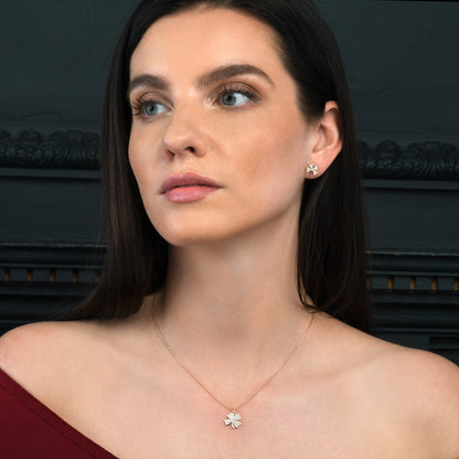 Glima Rose Gold Clover Necklace – Dainty 4-Leaf Pendant with CZ Accents