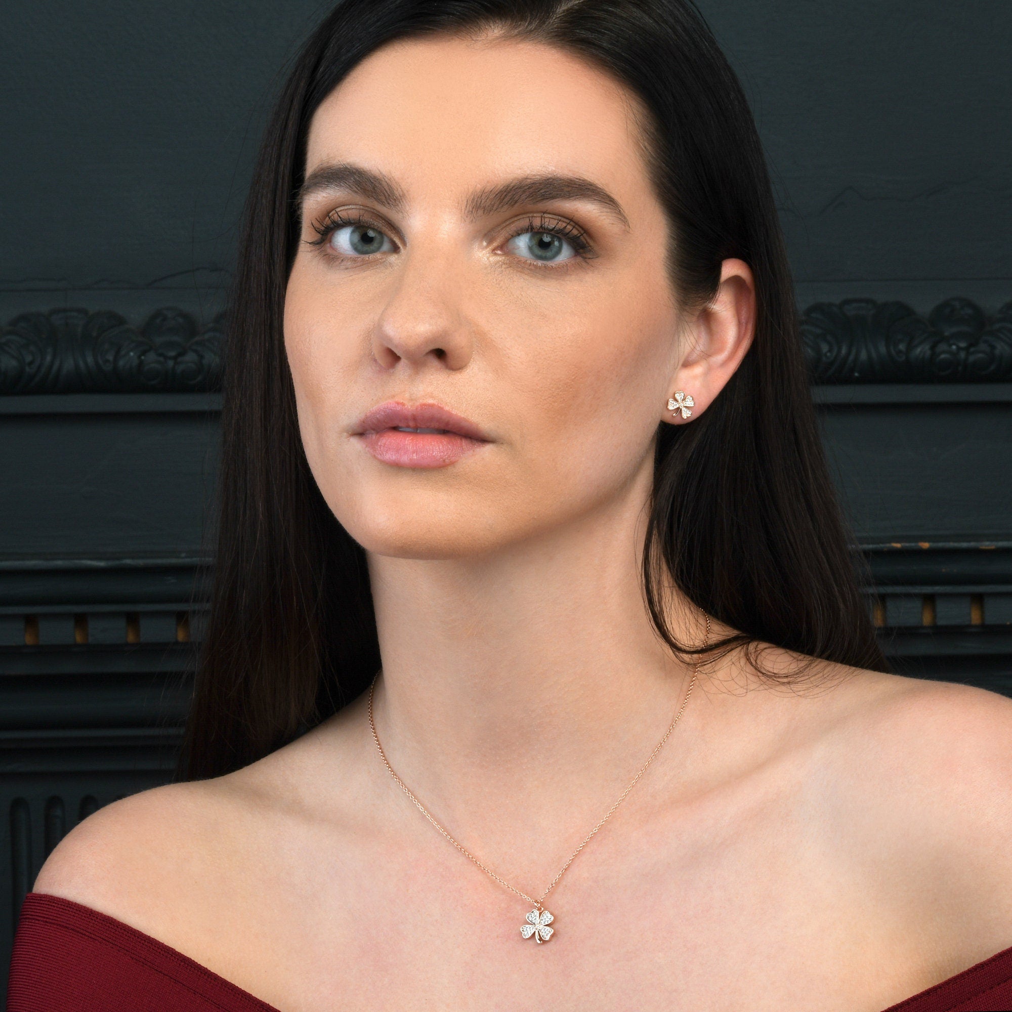 Glima Rose Gold Clover Necklace – Dainty 4-Leaf Pendant with CZ Accents