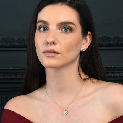 Glima Rose Gold Clover Necklace – Dainty 4-Leaf Pendant with CZ Accents
