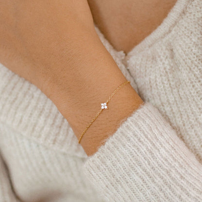 Glima Daisy Gemstone Bracelet – Rose Gold Sterling Silver with CZ Charm