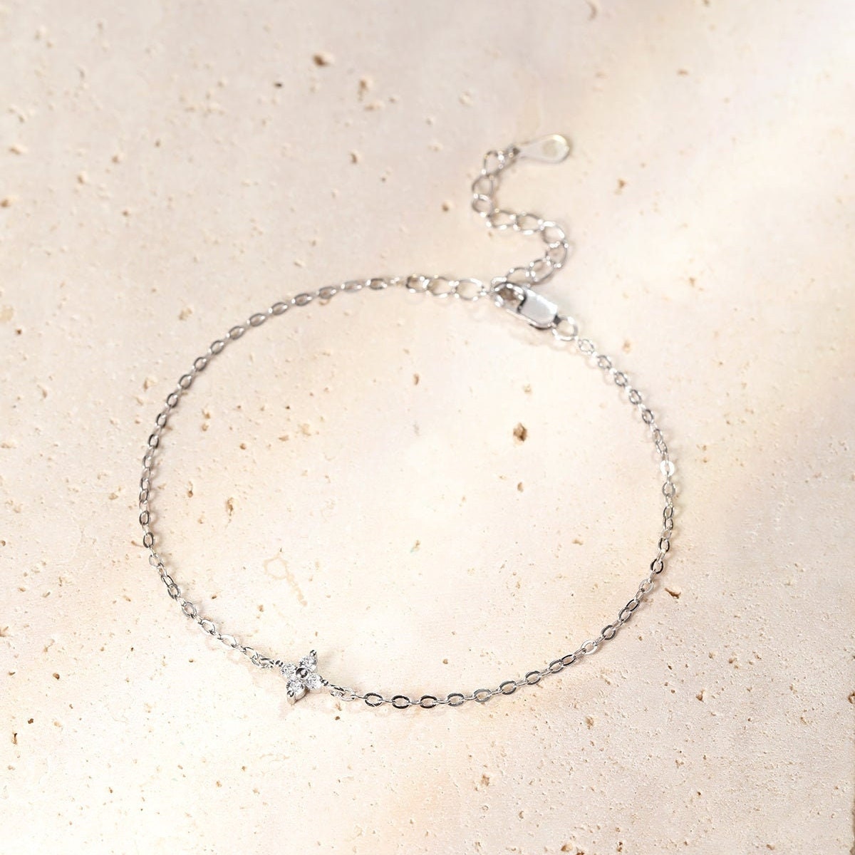 Glima Daisy Gemstone Bracelet – Rose Gold Sterling Silver with CZ Charm