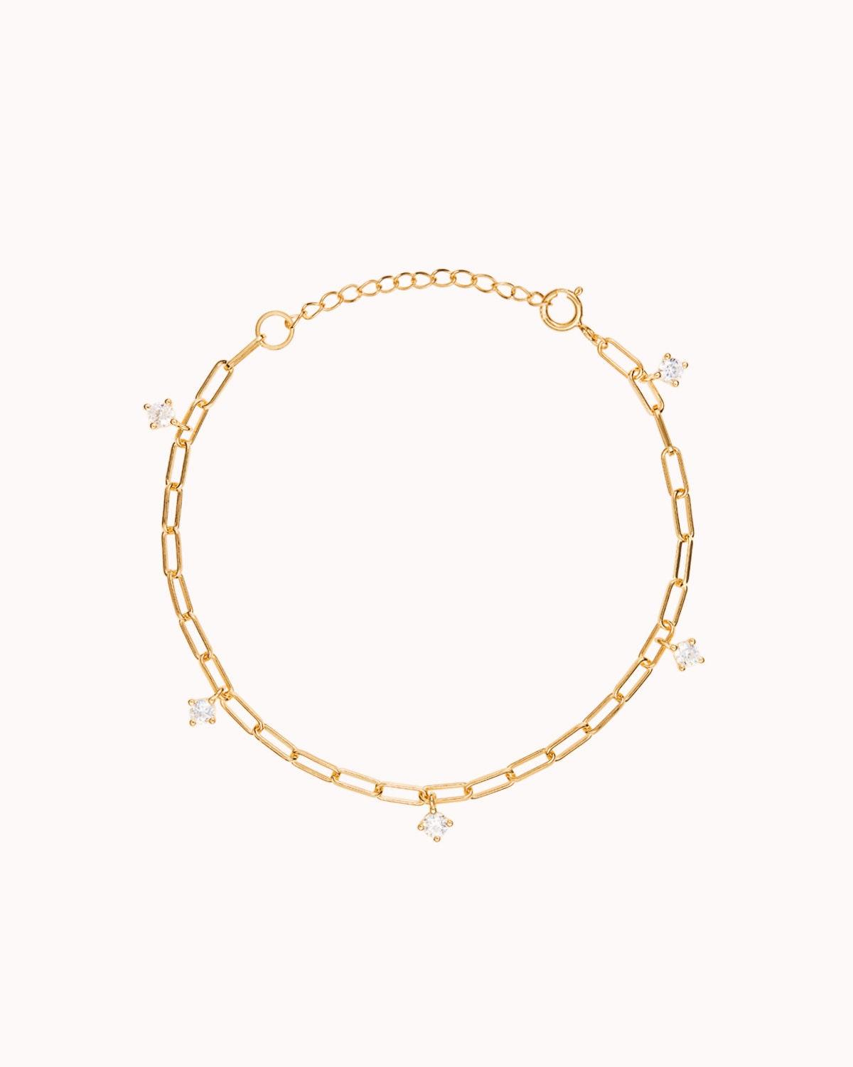 Glima Paperclip Chain Bracelet With Dangling CZ Charms