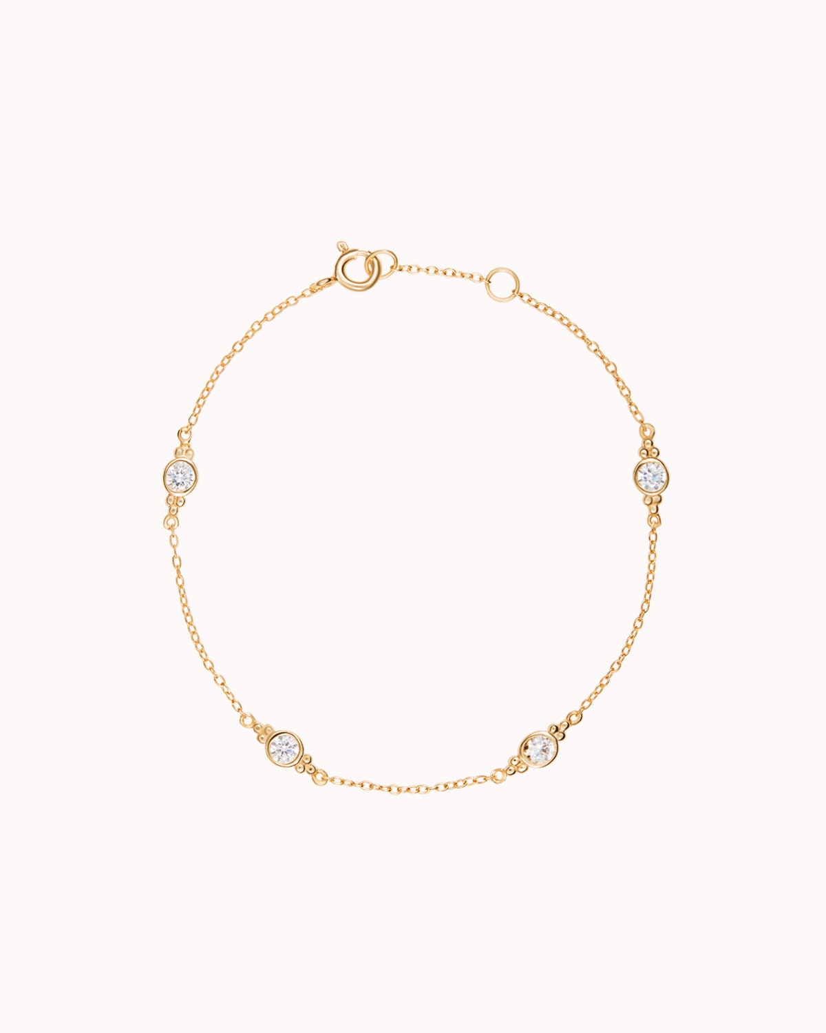 Glima: Minimalist Bezel CZ With Tiny Ball Clusters Bracelet
