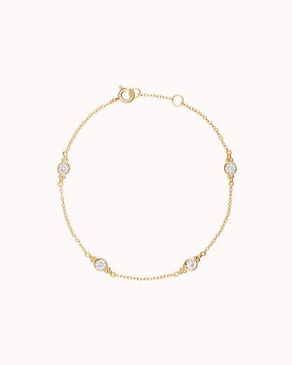 Glima: Minimalist Bezel CZ With Tiny Ball Clusters Bracelet