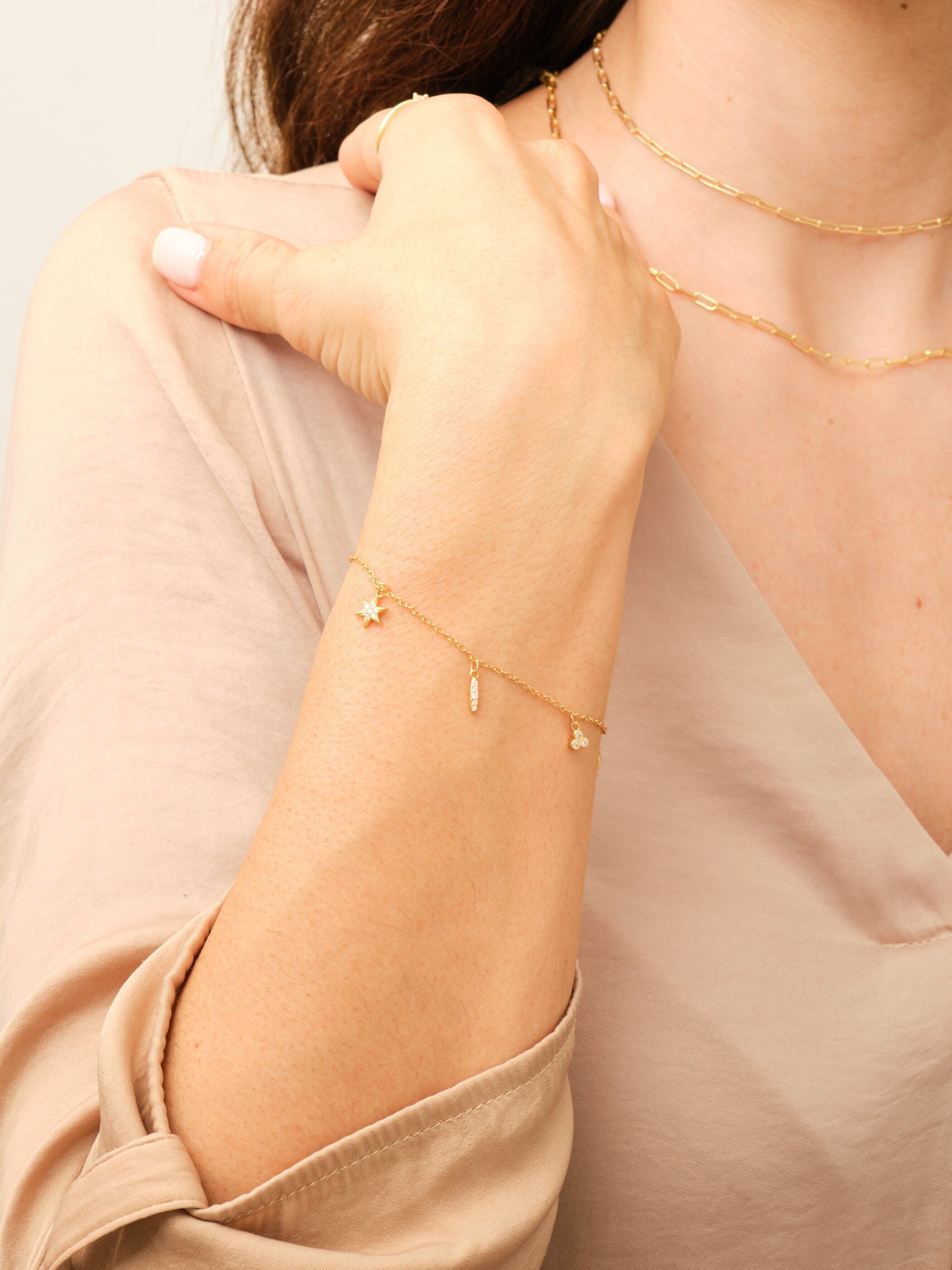 Glima CZ 5 Dangling Charms Bracelets