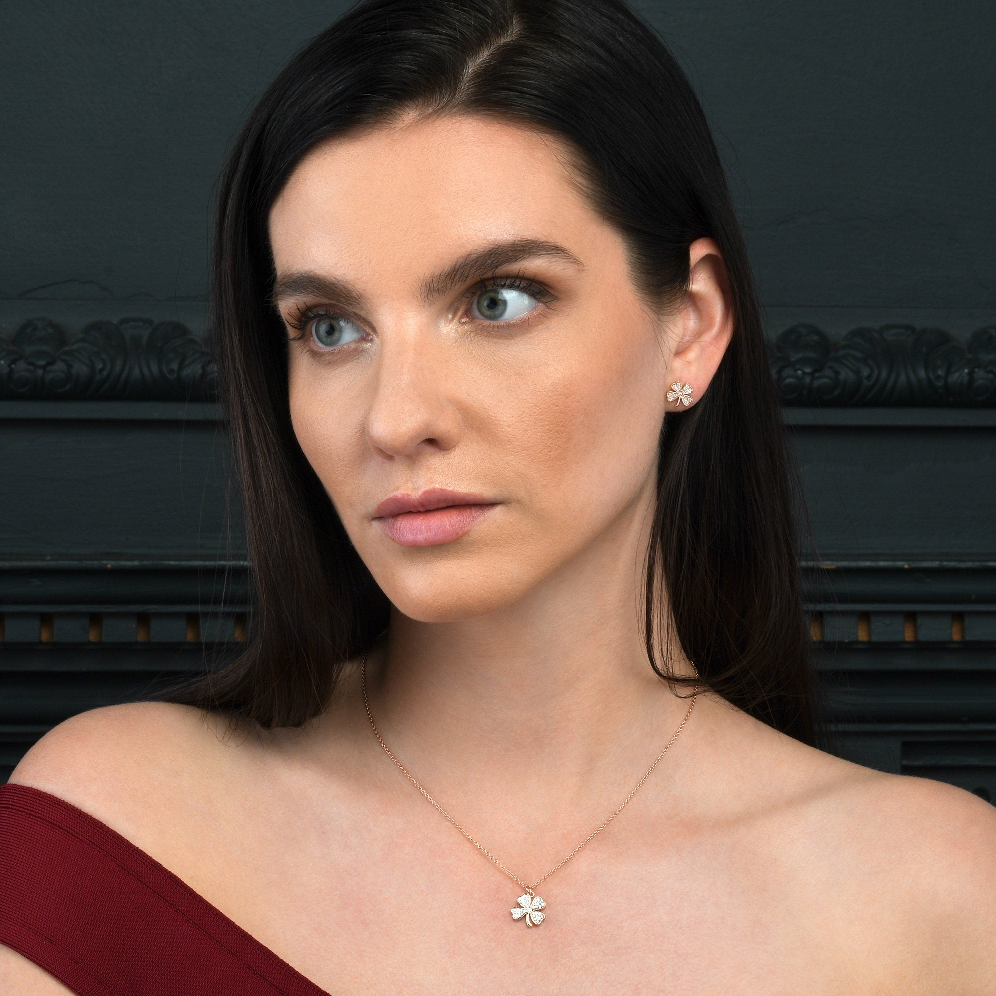 Glima Rose Gold Clover Necklace – Dainty 4-Leaf Pendant with CZ Accents