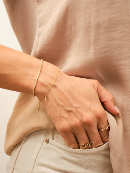 Glima CZ 5 Dangling Charms Bracelets