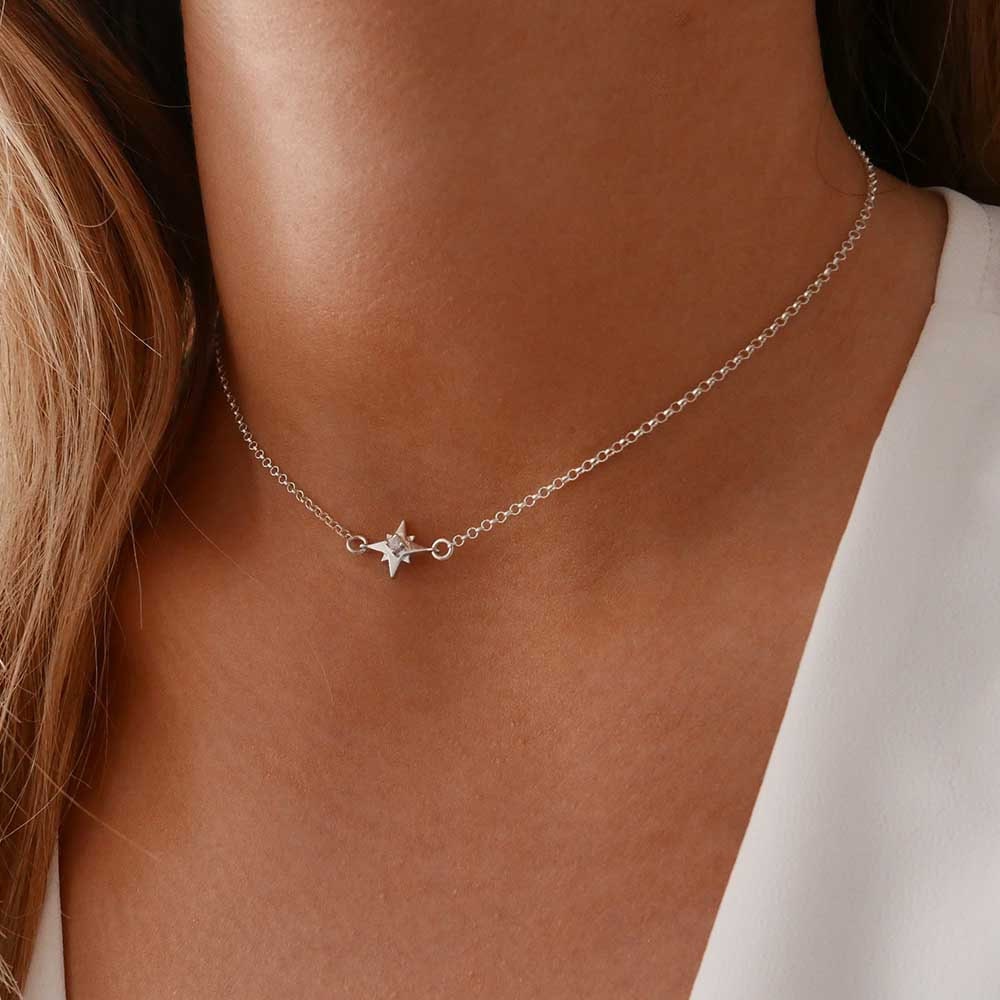 Glima Silver Star Choker – Dainty Minimalist Stacking Necklace
