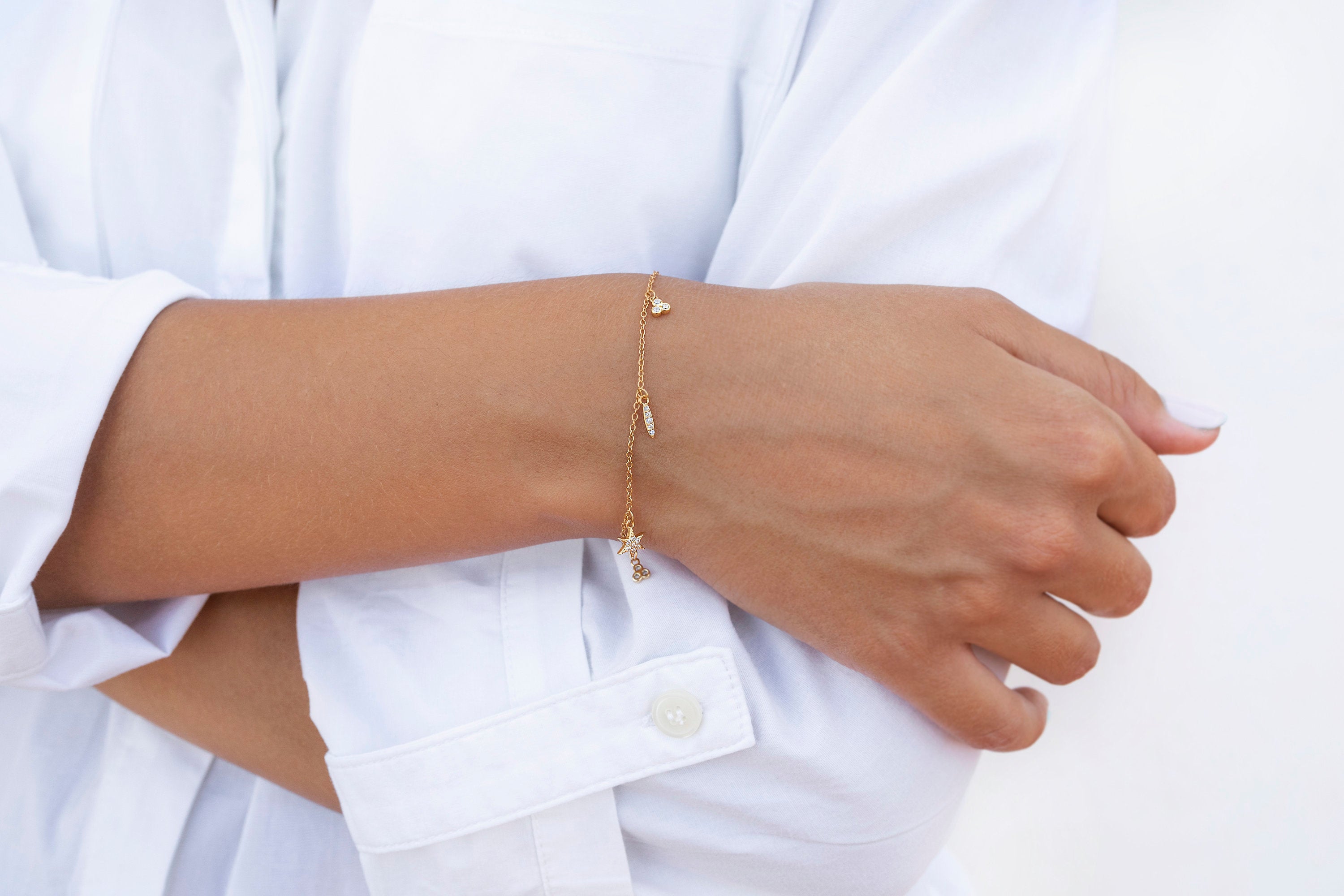 Glima CZ 5 Dangling Charms Bracelets