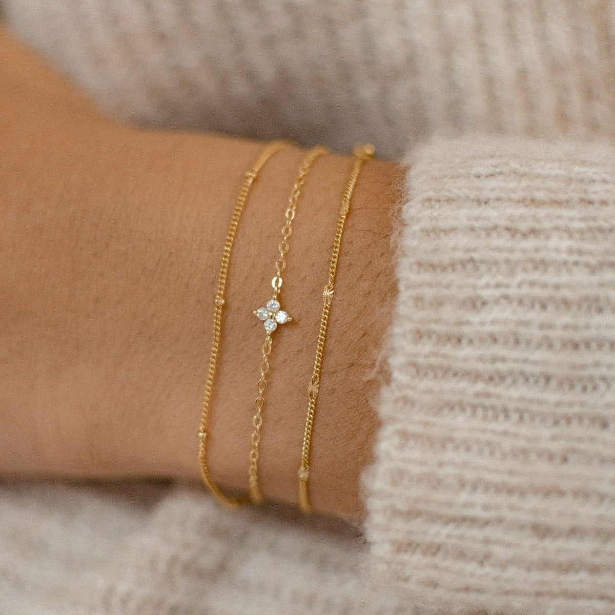 Glima Daisy Gemstone Bracelet – Rose Gold Sterling Silver with CZ Charm