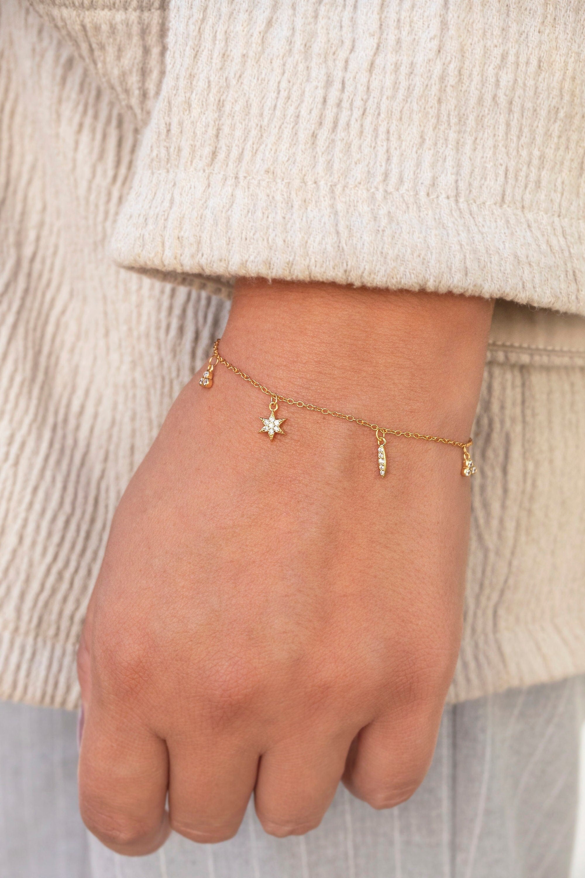 Glima CZ 5 Dangling Charms Bracelets