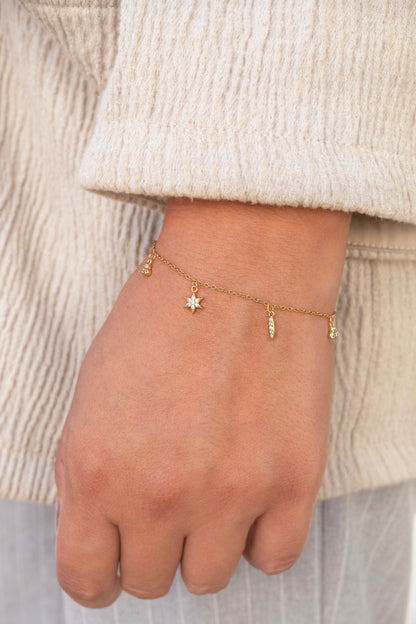 Glima CZ 5 Dangling Charms Bracelets