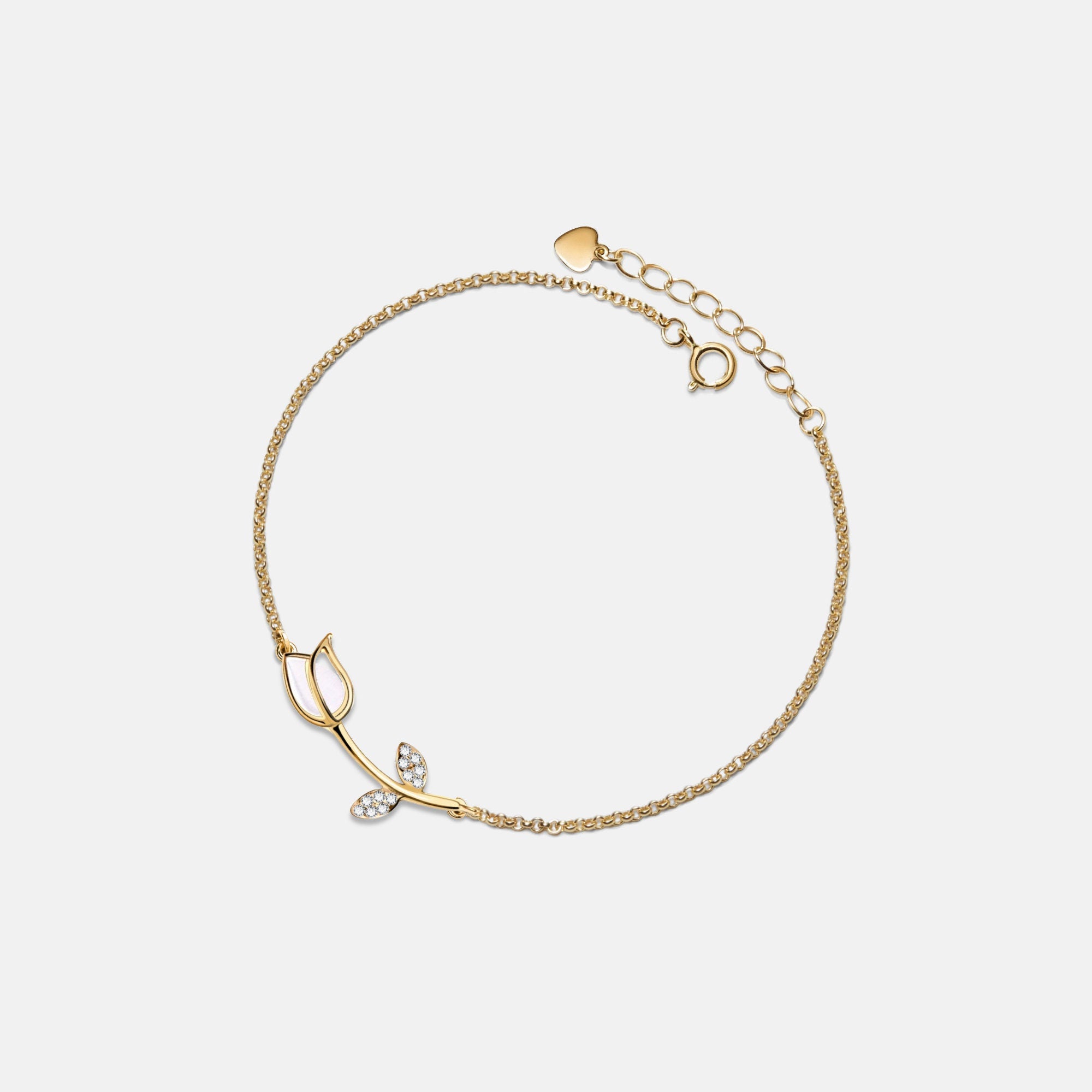 Glima Opal Tulip Bracelet – Dainty Gold Charm, Sterling Silver Friendship Gift