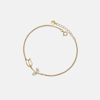 Glima Opal Tulip Bracelet – Dainty Gold Charm, Sterling Silver Friendship Gift