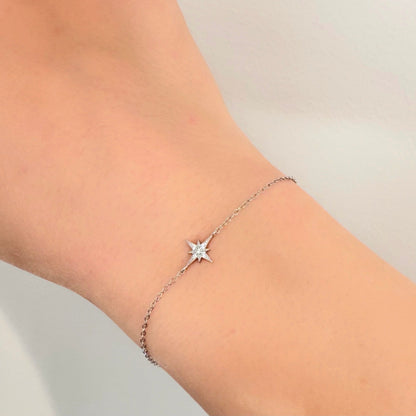 Glima North Star Bracelet – Dainty 925 Silver & 14K Gold Celestial Charm